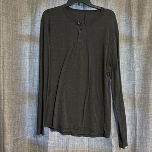 Lululemon 5 Year Basic Long Sleeve Henley (Heathered Black)